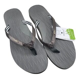 NWT KUAILU Women's Gray Flip Flops Thong Sandals Comfort Shoes US‎ 9